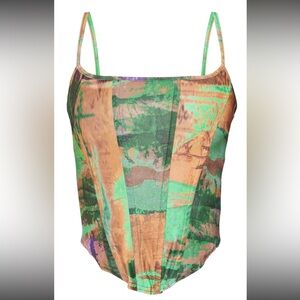 Multicolor Abstract Printed Corset